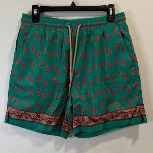 Green Paisley Flat Front Men’s Shorts
